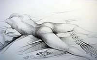 pencil sketch on paper entitled 'Nude Study 1'